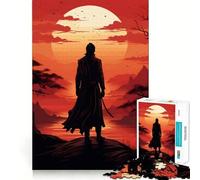 Puzzle con silhouette di samurai al tramonto per ragazzi, 1000 pezzi, gioco di abilità mentale, svago leggero, design da assemblare, regalo di alta qualità (38x26cm)