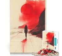 Puzzle con silhouette di tramonto rosso per adolescenti, 1000 pezzi, stimola la memoria, rilassante e divertente, taglio di alta qualità, regalo elegante (50x75cm)