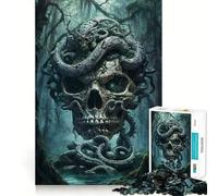 Puzzle con simbolo di teschio e serpente antico per ragazzi,1000 pezzi,gioco stimolante per la mente,pezzi senza sbavature,taglio netto,facile da imparare,divertimento per tutta la famiglia (38x26cm)