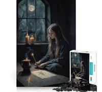 Puzzle con simbolo magico raffigurante una giovane strega,1000 pezzi,gioco stimolante per la mente,incastro perfetto,intrattenimento domestico confortevole per tutti (38x52cm)