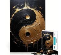 Puzzle con simbolo Yin Yang in oro e nero,1000 pezzi,gioco di logica,incastro perfetto,pezzi precisi,divertimento in famiglia,attività serale (38x26cm)
