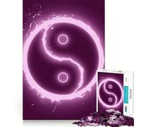 Puzzle con simbolo Yin Yang rosa neon per adolescenti, 1000 pezzi, gioco di logica, divertimento casual, taglio di precisione, regalo affettuoso (38x26cm)