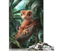 Puzzle con simpatico geco su ramo, immagini personalizzabili, 100% cartone riciclato, per bambini e adulti dai 12 anni, 1000 pezzi (75x50 cm)