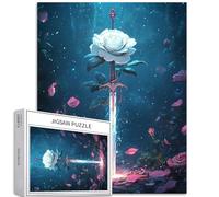 Puzzle con spada rosa bianca, 1000 pezzi, per adulti, con rosa rosa, circondato, arte impegnativa, giochi di attività per la famiglia, puzzle colorato fai da te, per decorazioni domestiche, regali, 50