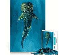 Puzzle con squalo balena in acque blu,1000 pezzi,divertente da giocare,senza sbavature,con tagli precisi,portatile e adatto ai viaggi (50x75cm)