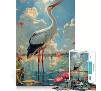 Puzzle con stampa artistica di una cicogna per ragazzi, 1000 pezzi, rompicapo per la mente, divertimento rilassante, assemblaggio artistico, regalo adorabile 38x26cm