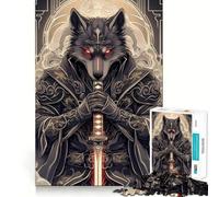 Puzzle con stampa artistica Lupo Samurai,1000 pezzi,gioco di logica,pensiero creativo,taglio esperto,artigianato,momento di tranquillità,esercizio mentale a casa (38x52cm)