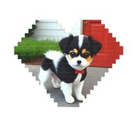 Puzzle con stampa di cuccioli in bianco e nero - puzzle a forma di cuore, immagine puzzle in legno