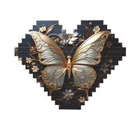 Puzzle con stampa di farfalle bianche e oro - puzzle con immagine a forma di cuore, puzzle in legno