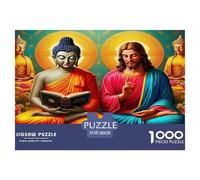 Puzzle con statua di Buddha per adulti: libro di Buddha e Gesù, gioco stimolante e stimolante per la decorazione murale, 38x26 cm/1000 pezzi