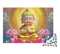 Puzzle con statua di Buddha,Saggio su trono di loto,1000 pezzi,robusto e liscio,cartone,hobby,attività per anziani,adulti,famiglie,principianti,52x38 cm/1000 pezzi