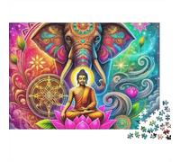 Puzzle con statua di Buddha,salvia nella luce divina,1000 pezzi,finitura opaca,robusto cartone,attività di gruppo per famiglie,adolescenti,esperti di puzzle,adulti,38x26 cm/1000 pezzi