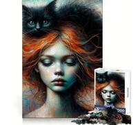 Puzzle con strega e famiglio per ragazzi, 1000 pezzi, benessere mentale, rilassante, divertente, perfetto da incastrare, (38x26cm)