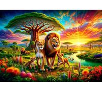 Puzzle con tema della famiglia di leoni 200 pezzi