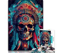 Puzzle con teschi delle Prime Nazioni per adulti e adolescenti impegnativo e difficile con pezzi completamente interconnessi e di forma casuale (50x75cm)