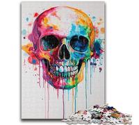 Puzzle con teschio ad acquerello da 1000 pezzi per adolescenti, giocattoli avvincenti per stimolare l'intelligenza cerebrale, regali di compleanno per bambini dai 14 anni in su, 26x38cm