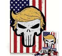 Puzzle con teschio di Trump e orgoglio americano per adolescenti, 1000 pezzi, allenamento intelligente, svago consapevole, taglio perfetto, regalo pensato (38x26cm)