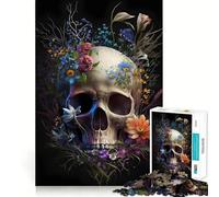 Puzzle con teschio e fiori da 1000 pezzi per ragazzi, gioco stimolante per la mente, divertimento rilassante, taglio preciso, regalo di Natale 50x75cm