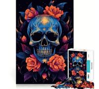 Puzzle con teschio e rose per ragazzi, 1000 pezzi, gioco di logica, divertimento al chiuso, bordi precisi, pezzo da collezione 50x75cm