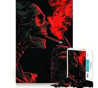 Puzzle con teschio fumante e fumo rosso per ragazzi, 1000 pezzi, stimola la memoria, rilassante, taglio liscio, regalo elegante (38x52cm)