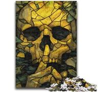 Puzzle con teschio in vetro colorato da 1000 pezzi per adolescenti, giocattoli che creano dipendenza, sfida all'intelligenza cerebrale, regali di compleanno per età 14+ 26x38cm