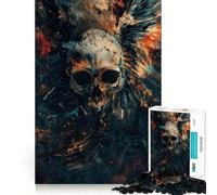 Puzzle con teschio nativo americano per ragazzi, 1000 pezzi, gioco di logica, rilassante e divertente, opera d'arte dai contorni netti, oggetto da collezione (38x52cm)