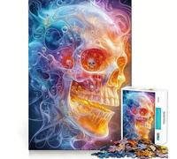 Puzzle con teschio nel fumo per adolescenti, 1000 pezzi, gioco per allenare la mente, attività per la casa, taglio di precisione, decorazione murale 38x52cm
