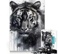 Puzzle con tigre dipinta ad acquerello per adulti,1000 pezzi,gioco di memoria,montaggio sicuro e stabile,gioco significativo per costruire connessioni (50x75cm)