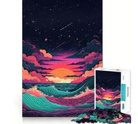 Puzzle con tramonto e onde oceaniche per ragazzi, 1000 pezzi, gioco di logica, divertente e rilassante, con bordi lisci, ideale come regalo di compleanno 38x52cm