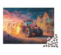 Puzzle con trattore in movimento,scena rurale fantasy,1000 pezzi,cartone robusto riciclato,antipolvere,la casa,il tempo libero,antistress,famiglie,adulti,attività al,52x38 cm/1000 pezzi