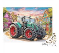 Puzzle con trattore nel villaggio,illustrazione rurale panoramica,1000 pezzi,robusto cartone antipolvere,incorniciabile,regalo Natale adulti,appassionati puzzle avanzati,38x26 cm/1000 pezzi