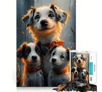 Puzzle con tre adorabili cuccioli, 1000 pezzi, per adulti, gioco di logica, per interni, taglio preciso, regalo perfetto 38x26cm
