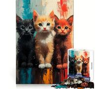 Puzzle con tre gattini da 1000 pezzi per adulti, gioco di logica e abilità, calma e relax, taglio preciso, regalo affettuoso 38x52cm