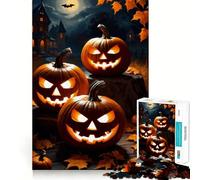 Puzzle con tre zucche di Halloween per ragazzi, 1000 pezzi, per migliorare la memoria, per il tempo libero a casa, con bordi precisi, 38x26cm