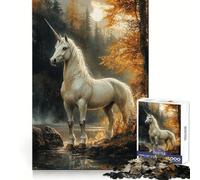 Puzzle con unicorno bianco nella foresta per ragazzi, 1000 pezzi, per il benessere mentale, rilassante e divertente, con incastro perfetto, (38x52cm)