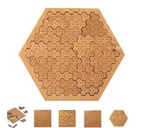 Puzzle con vassoio frattale, puzzle in legno che piega la mente per adulti, rompicapo geometrico irregolare unico, puzzle difficile per il pensiero inverso, regalo sfida portatile in legno (#A)