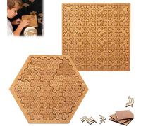 Puzzle con vassoio frattale, puzzle in legno duro difficile per adulti, puzzle educativo in legno per adulti, puzzle portatile impossibile al contrario impegnativo senza immagine (2PCS-C)