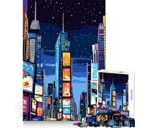 Puzzle con vibrante paesaggio urbano notturno per ragazzi, 1000 pezzi, allenamento della memoria, attività rilassante, taglio perfetto, regalo stagionale (38x26cm)