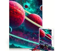Puzzle con vibrante scena spaziale e pianeti ad anelli, 1000 pezzi, per lo sviluppo delle capacità cognitive, un passatempo rilassante, con chiusura solida, regalo di Natale unico (38x52cm)