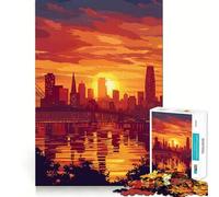 Puzzle con vista del tramonto di San Francisco per ragazzi, 1000 pezzi, stimola la memoria, momenti di serenità, taglio premium, regalo di compleanno (38x52cm)