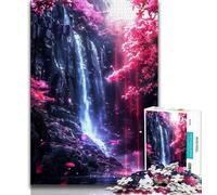 Puzzle con vista sulla cascata per adolescenti, puzzle da 1000 pezzi, antistress per trascorrere il tempo in casa, con poster abbinato e foglio di quiz, 38x26cm