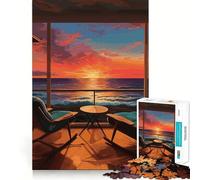 Puzzle con vista sull'oceano e tramonto per adulti, 1000 pezzi, rompicapo rilassante, immagine da assemblare, regalo di Natale (38x26cm)