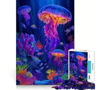 Puzzle con vivace scena di meduse e barriera corallina,1000 pezzi Divertimento stimolante per la mente,con componenti robusti e ben definiti Un passatempo accattivante per rilassarsi in casa (38x52cm)
