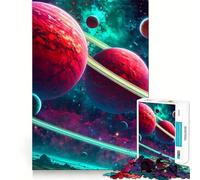 Puzzle con vivace scena spaziale e pianeti ad anelli,1000 pezzi,gioco per lo sviluppo delle capacità cognitive,superficie liscia e priva di sbavature,rilassante attività di gruppo al chiuso (38x26cm)