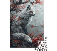 Puzzle con volpe, albero e foglie, 1000 pezzi, gioco per adulti | cartone da 38 x 26 cm, allenamento mentale, superficie liscia, fan del puzzle, pensiero logico