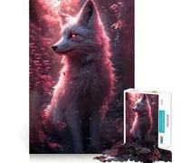 Puzzle con volpe bianca nella foresta rosa,1000 pezzi,divertente da giocare,senza sbavature,con tagli precisi,portatile,ideale per i viaggi (50x75cm)