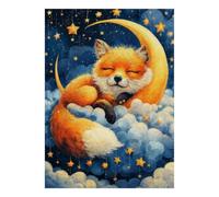Puzzle con volpe, luna, stelle, 1000 pezzi, per interni ed esterni | Appassionati di puzzle, regalo di compleanno, cartone, pensiero logico, vestibilità aderente