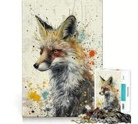 Puzzle con volpe stravagante per ragazzi,1000 pezzi,gioco di memoria divertente,superficie liscia e senza sbavature,regalo di compleanno,rompicapo (50x75cm)