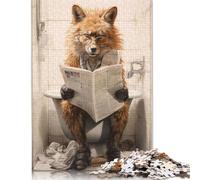Puzzle con Volpe sul WC, 1000 pezzi, per adulti, giocattoli educativi, giochi per famiglie, regali di compleanno per feste (75x50 cm)