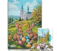 Puzzle coniglietto pasquale per adulti e adolescenti, gioco stimolante e gioco per famiglie, ideale come regalo per tutta la famiglia, 38x26cm
